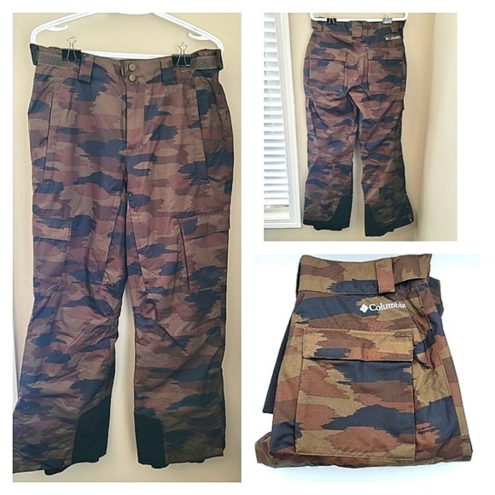 Columbia Snow Pants Omnitech Size S Brown Camouflage #702